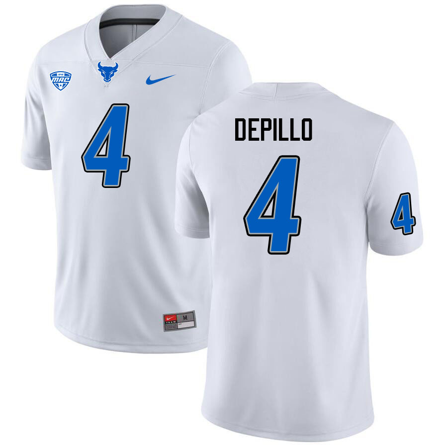 Buffalo Bulls #4 Mike DePillo College Football Jerseys Stitched Sale-White
